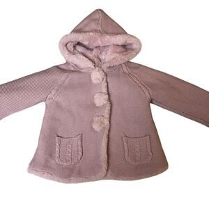 Mayoral newborn 12 months faux fur lined coat hood